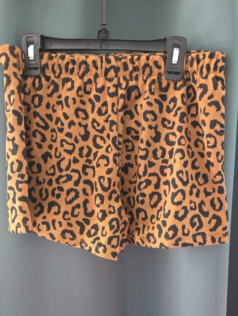 Kids Leopard Print Knit Shorts - Mustard
